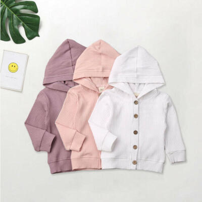 

US Toddler Kids Baby Girl Clothes Hoodie Coat Ribbed Knitted Jackets Outwear
