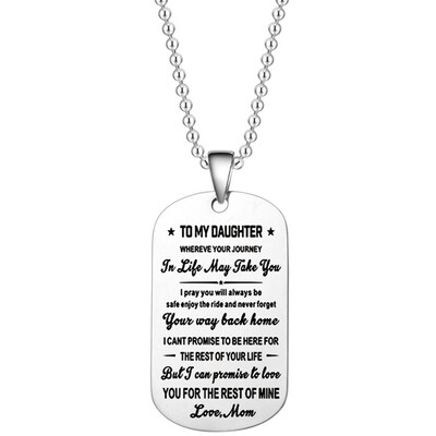 

Pendant Necklace Family Jewelry To My Son Daughter We Love You Love Dad Mom Necklace Military Army Cards