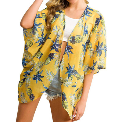 

Toponeto Women Beach Tops Print Swimwear Cardigan Swimsuit Bikini Cover Up