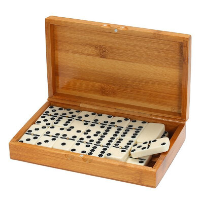 

Double Six Dominoes Set Entertainment Recreational Travel Game Toy Black Dots Dominoes