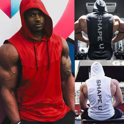 

Men&39s Sleeveless Hoodie Muscle Sweatshirt Cool Hoody Tops GYM Sport Hoodies