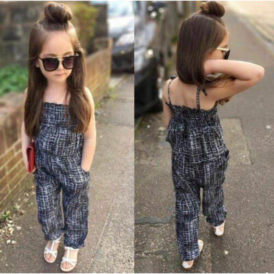 

UK Kids Baby Girl Sleeveless Trousers Sunsuit Children Kids Jumpsuit Costume Set