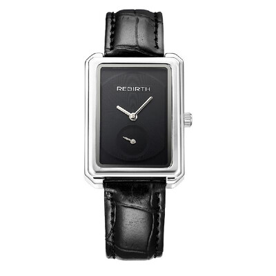 

REBIRTH Women Brand Wrist Watches Ladies Watch Leather Fashion Square Quartz Watches Brownrose golden
