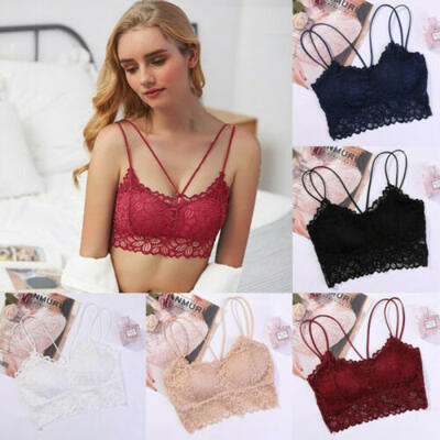 

Womens Girls Sexy Lace Camisole Padded Tank Tops Fitness Underwear Bralette Top