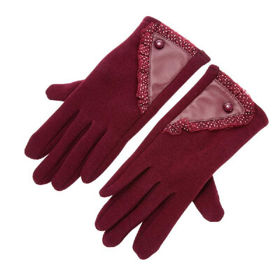

Womens Stylish Lace Touch Screen Gloves Lined Thick Warm Winter Gloves