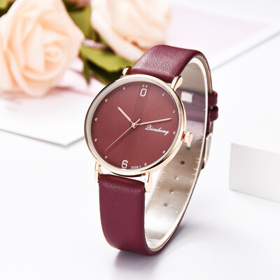 

Gobestart Fashion Casual Without Scale Striped Dial Leather Strap Mens Quartz Watch