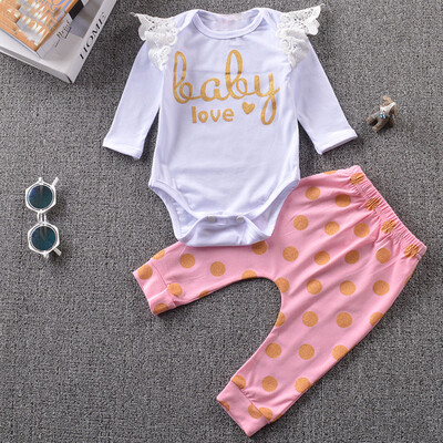 

1Set Newborn Baby Boys Girls Letter Tops Romper Pants 2PCS Outfits Clothes 70