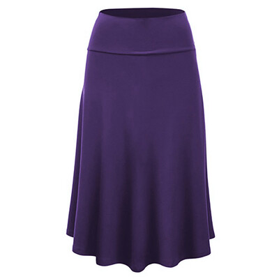 

Gobestart Women Plus Size Solid Flare Hem High Waist Midi Skirt Sexy Uniform Pleated Skirt