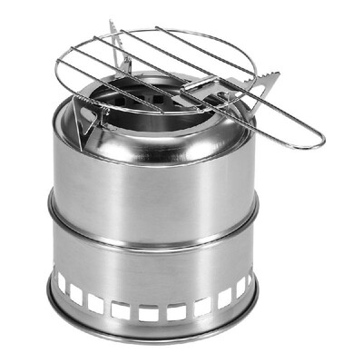 

Portable Folding Camping Stove Outdoor Cooking Wood Burning Stove with Alcohol Tray&Grill Net Hiking Backpacking Picnic BBQ