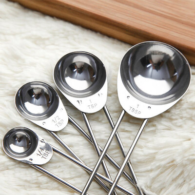 

4pcsSet Stainless Steel Kitchen Coffee Tea Salt Scoops Measuring Spoons Home