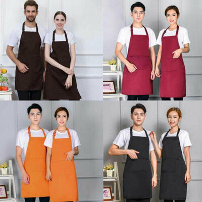 

Restaurant Kitchen Cook Chef Full Bib Apron With Pocket Black For Men Women UK