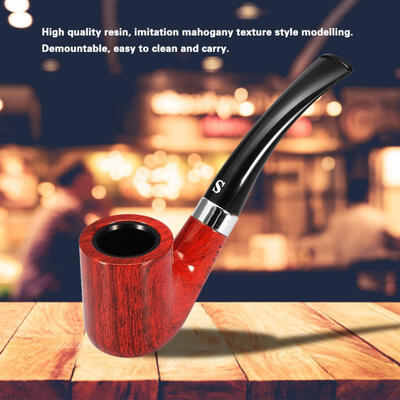 

Greensen Cylinder Flat-bottom Red Wooden Texture Resin Cleanable Tobacco Pipe with Replaceable Filter