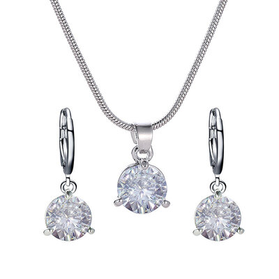 

2019 new brand design round multicolor zircon necklace earrings fashion jewelry generous minimalist jewelry sets for women