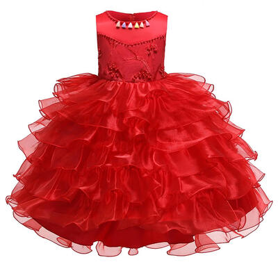 

Flower Decor Dress Sleeveless O-neck Children Mesh Princess Tutu Dresses