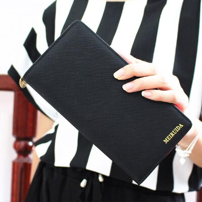 

New Fashion Women Wallet PU Leather Fold Long Design High Capacity Multifunction Zipper Purse Clutch Bag