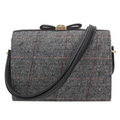 

New Winter Fashion Women Woolen Gilrs Mini Bow Retro Shoulder Crossbody Bag
