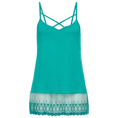 

Nomeni Womens Plus Size Solid Lace Sleeveless Tank Crop Tops Vest Cami Blouse T-Shirt