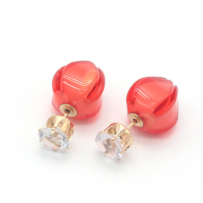 

Olaru 2019 New Crystal Flower Stud Earrings Thick Double Round Circle Rings Earrings For Women Zinc Alloy Trendy Hiphop Rock