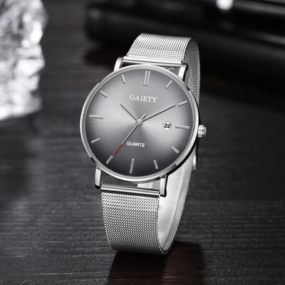 

Gobestart Fashion Casual Calendar Simple Single Business Net With Strap Mens Watch