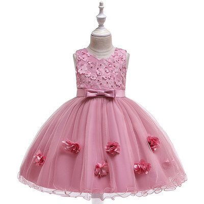 

Toddler Kid Baby Girls Lace Flower Princess Party Performance Formal Tulle Dress