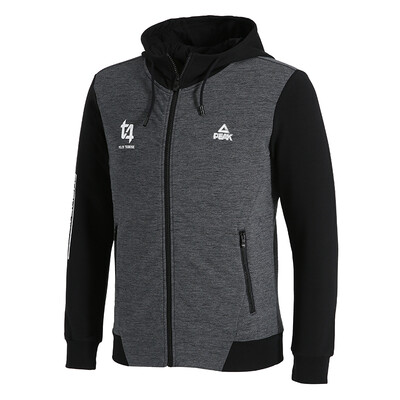 

PEAK autumn&winter new mens casual hooded open chest sweater comfortable sports long sleeve DF683081 deep hemp gray  code