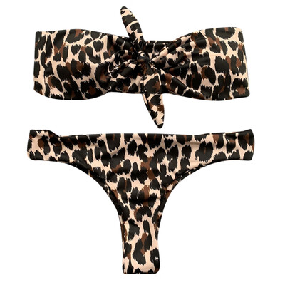 

Women Animal Printed Knot Design Bikini Set Swimsuit Swimwear