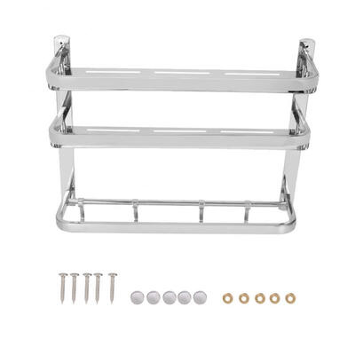

Greensen Wall Mounted Stainless Steel Double Layer Bathroom Towel Storage Rack Shelf Organizer