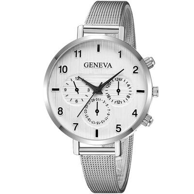 

GENEVA Female Watch Cool Girl Metal Mesh Band Stainless Steel Quartz Writwatch Sport Business Luxury Watches Relogio Feminino