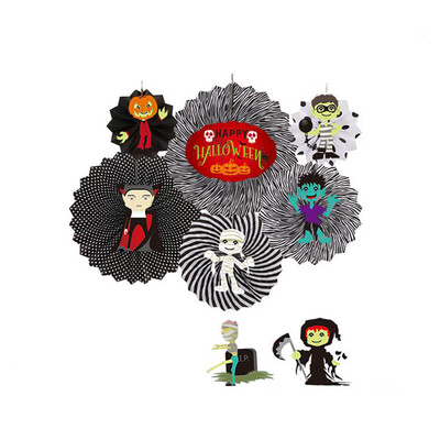 

Toponeto Halloween Decorative Wall Decoration DIY Paper Fan Flower Halloween Supplies