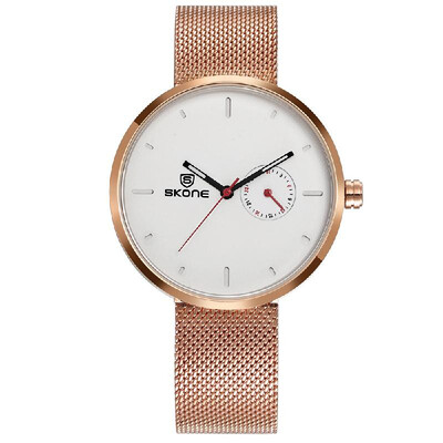 

SKONE Fashion Casual 3ATM Water-resistant Women Quartz Watch Stainless Steel Band Luxury Female Lady Dress Wristwatch Calendar Rel