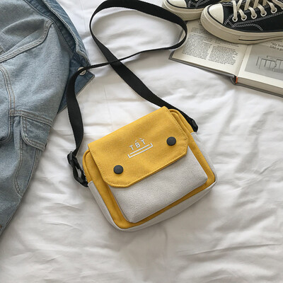 

Net red bag canvas bag womens shoulder Messenger bag college students summer Joker Korean Japanese bag ins Sen