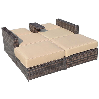 

Outdoor 3pc PE Rattan Wicker Patio Loveseat Lounge Chair Set