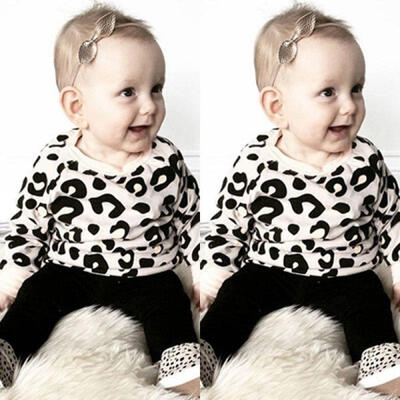 

3Pcs Newborn Infant Baby Girls Leopard Clothes Romper Playsuit Pants Outfits Set