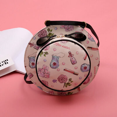 

hot Women Simple 2019 Versatile PU Leather Iron Tower Print Casual Zipper Cute Hat Shape Multi-Function Shoulder Bag