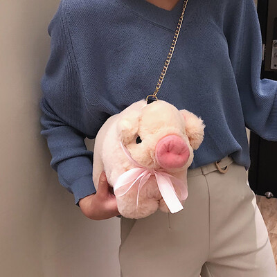 

Ins super fire net red cute hairy pig bag wild small bag female 2019 new chain girl Messenger bag