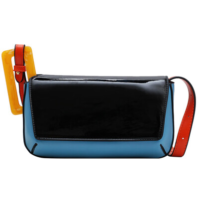 

Women Crocodile Pattern Shoulder Bag Female Small Messenger Bag Patent Leather Crossbody Bags Contrast Color Handage T3G