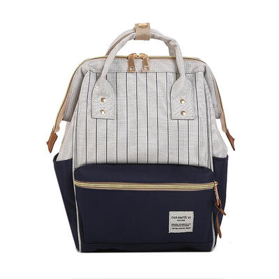 

Hit Color Stripe Travel Backpacks Women School Bags Canvas Large Knapsack