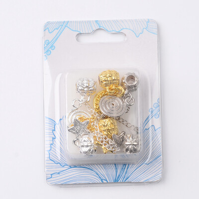 

Rondelle Alloy European Beads & Safety Chains Mixed Color 105x10x10mm Hole 5mm