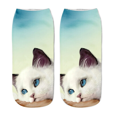 

Christmas Funny Girls Casual Socks 3D Cute Cat Printed Anklet Xmas Short Socks