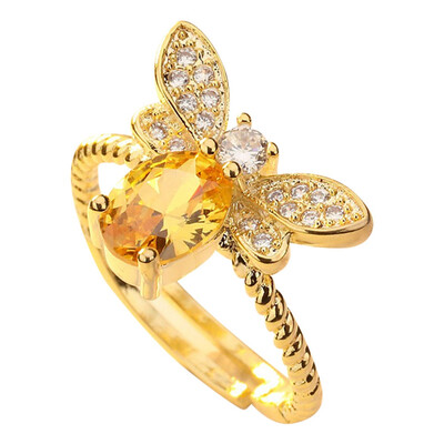 

5 x 7 mm Womens Fashion Natural Oval Citrine Jewellery Wedding Ring with Plated