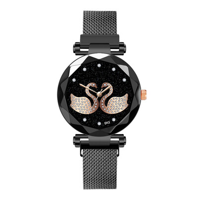

Unique Women Watches Swan Rhinestone Dial Ladies Quartz Wristwatch Mesh Belt Strap Clock Fashion Gift Dress Relogio Feminino