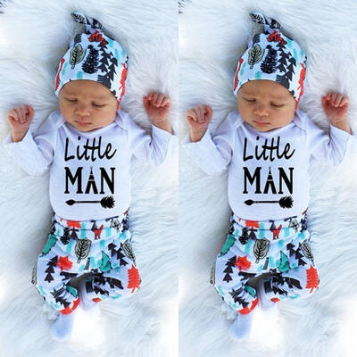 

Newborn Baby Cute Girls Clothes Tops Romper Pants Leggings Hat Outfits 3PCS Set