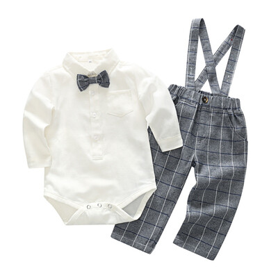 

Newborn Children Baby Boy Clothing Set T-Shirts Shirts Ties Tops Plaid Bib Clothing Set Spring Boys Clothing Summer Set
