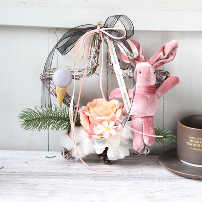 

〖Follure〗Christmas Wreath Door Wall Ornament Pentagram Hanging Decoration With Bowknot