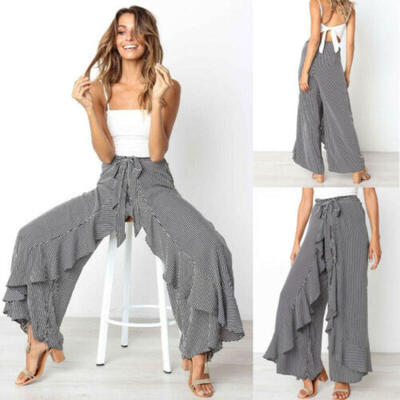 

Womens Boho Floral Long Pants Palazzo Wide Leg Yoga Loose Baggy Harem Trousers