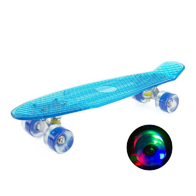 

Women Men Transparent Colorful Flashing Wheel Cruiser Skateboard Street Skate