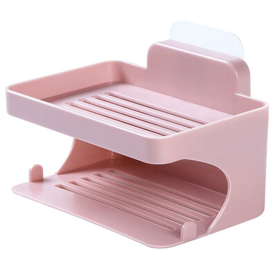 

Siaonvr Double Deck Soap Rack Bathroom Trace Free Viscose Soap Drip Rack No Perforation