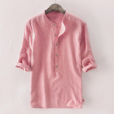

Toponeto Fashion Mens Stripe Button Casual Linen&Cotton Long Sleeve Top Blouse