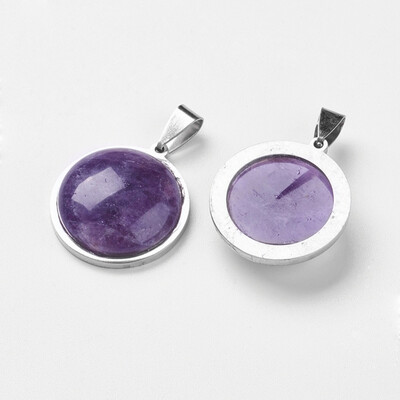 

Natural Amethyst Pendants with 304 Stainless Steel Findings Half Round 265x24x775mm Hole 4x9mm