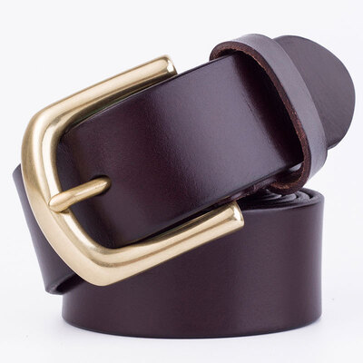 

Copper buckle mens pin buckle belt leather first layer leather belt casual wild pants belt generation